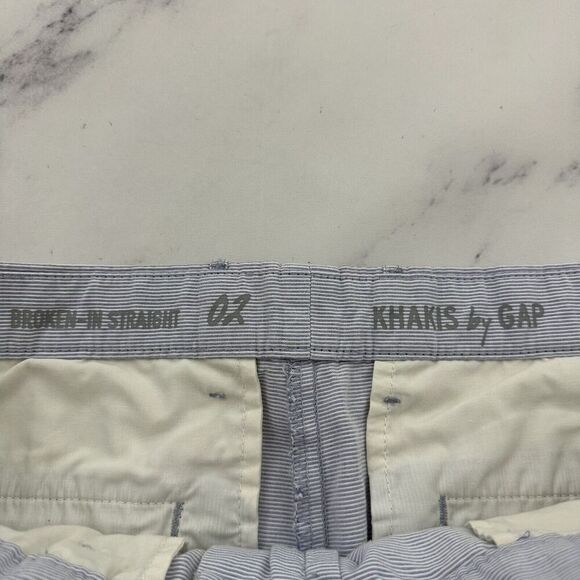 Khakis By Gap Womens Broken In Straight Leg Pant Size 2 Blue White Micro Stripe - Picture 4 of 8